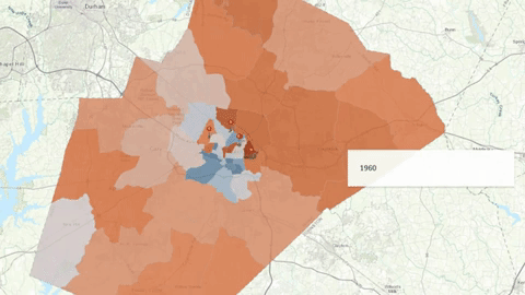 A visual of the demographics shifting over time.