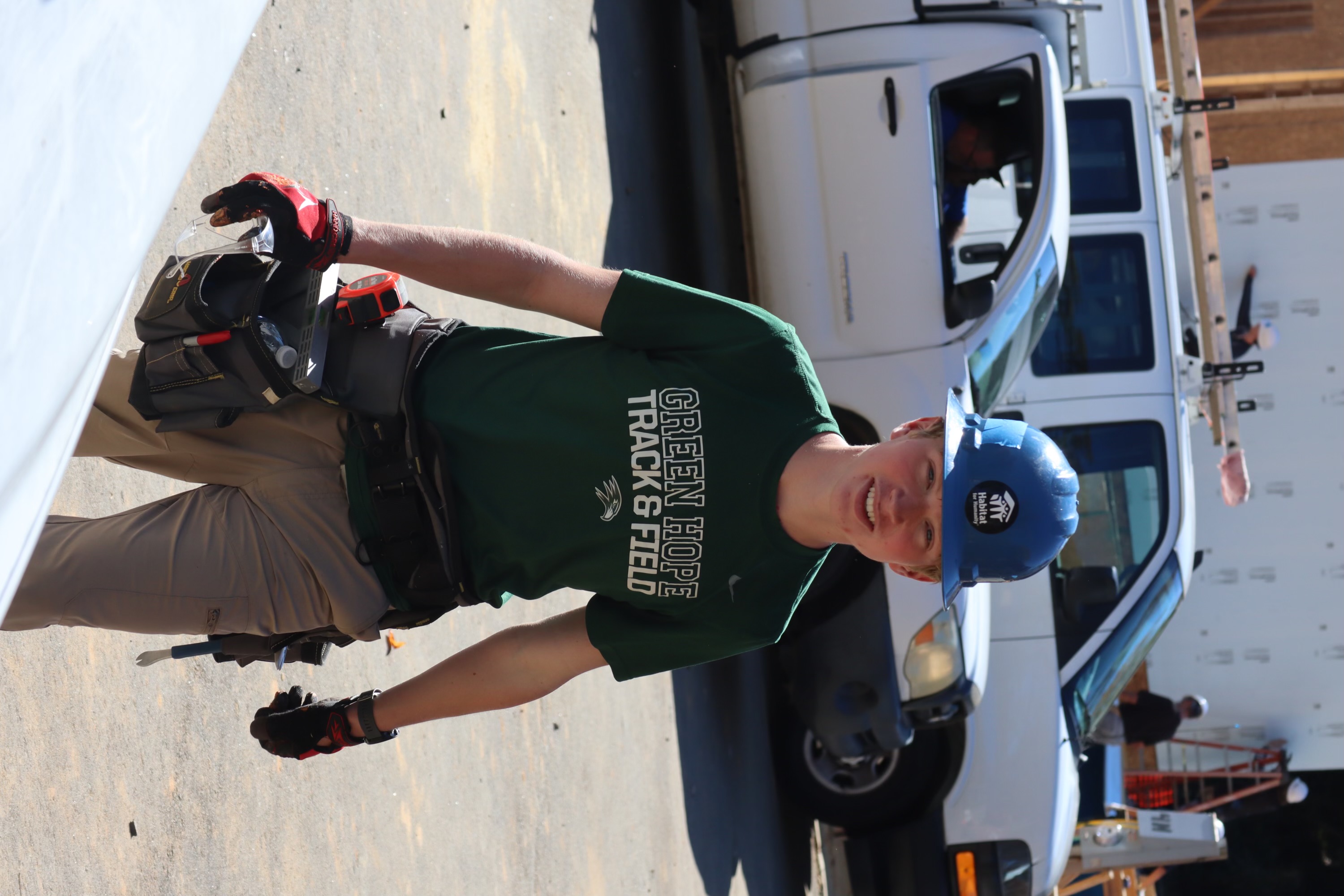 Nathan Harris working on a Habitat Wake construction site.