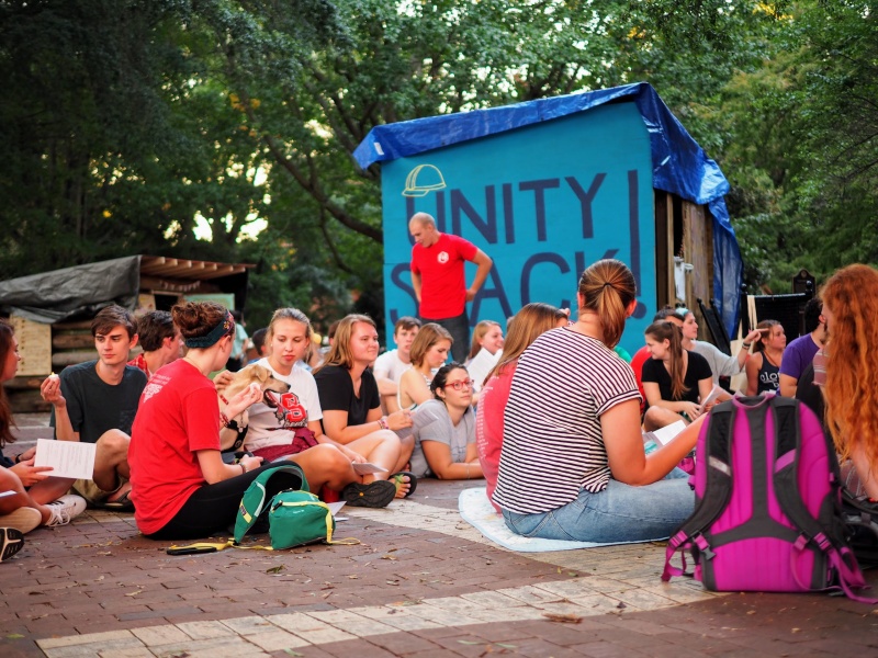 Students gathered for Shack-a-thon