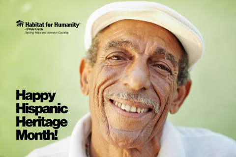 Elderly Hispanic man smiling, wearing white hat